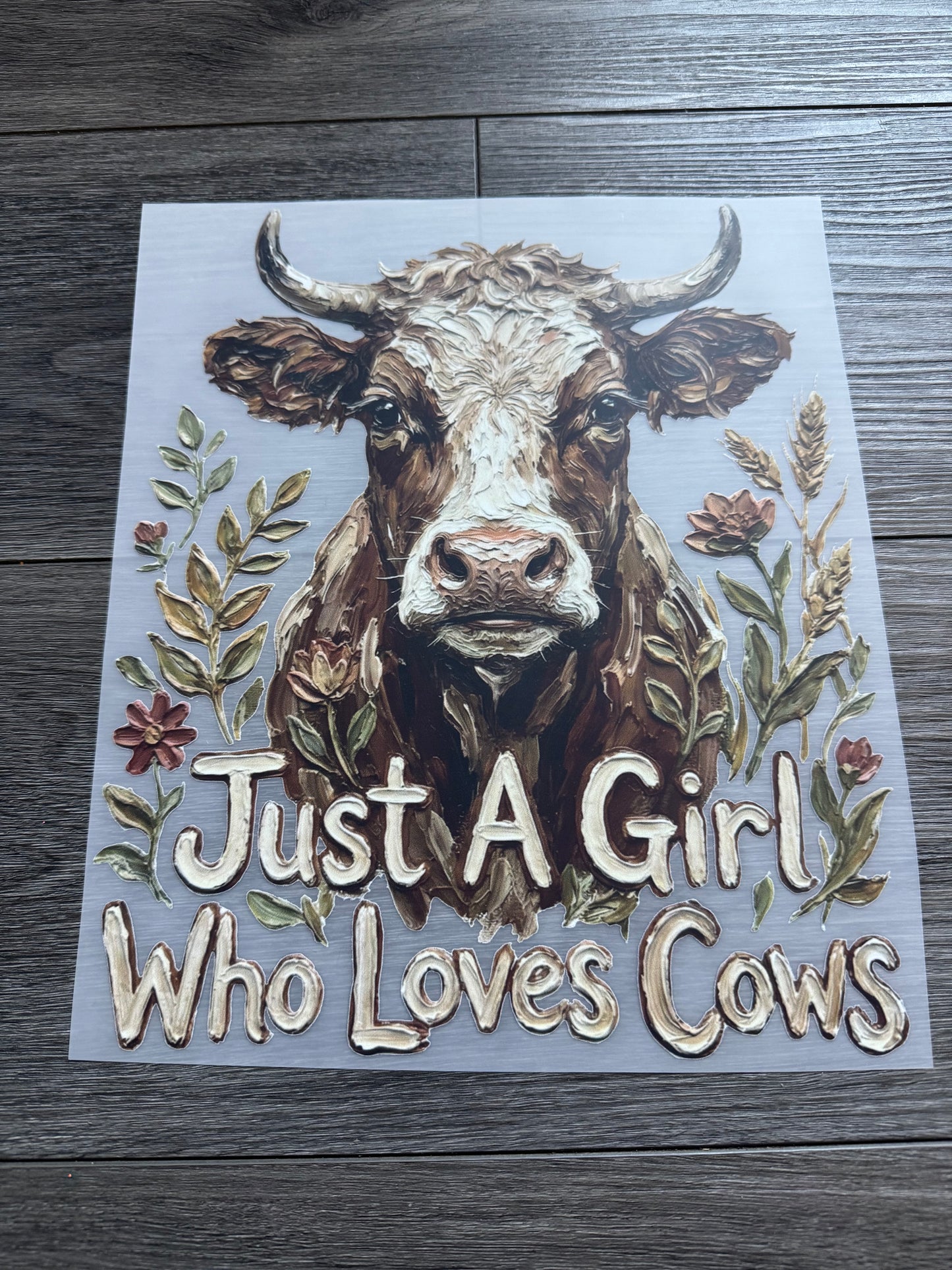 Transfer “just a girl who loves cow”