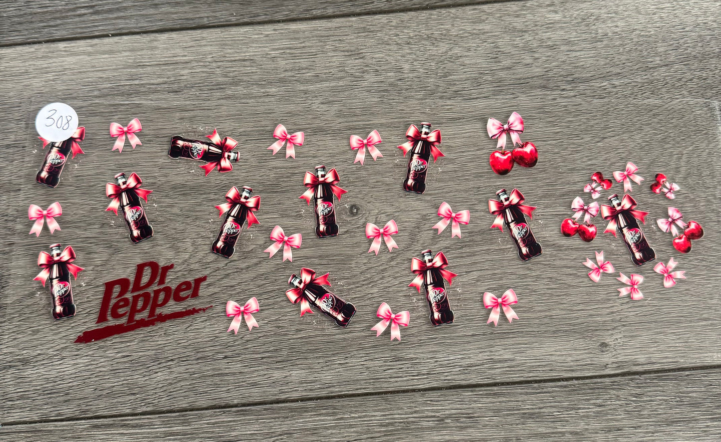 Dr Pepper bottles with bows