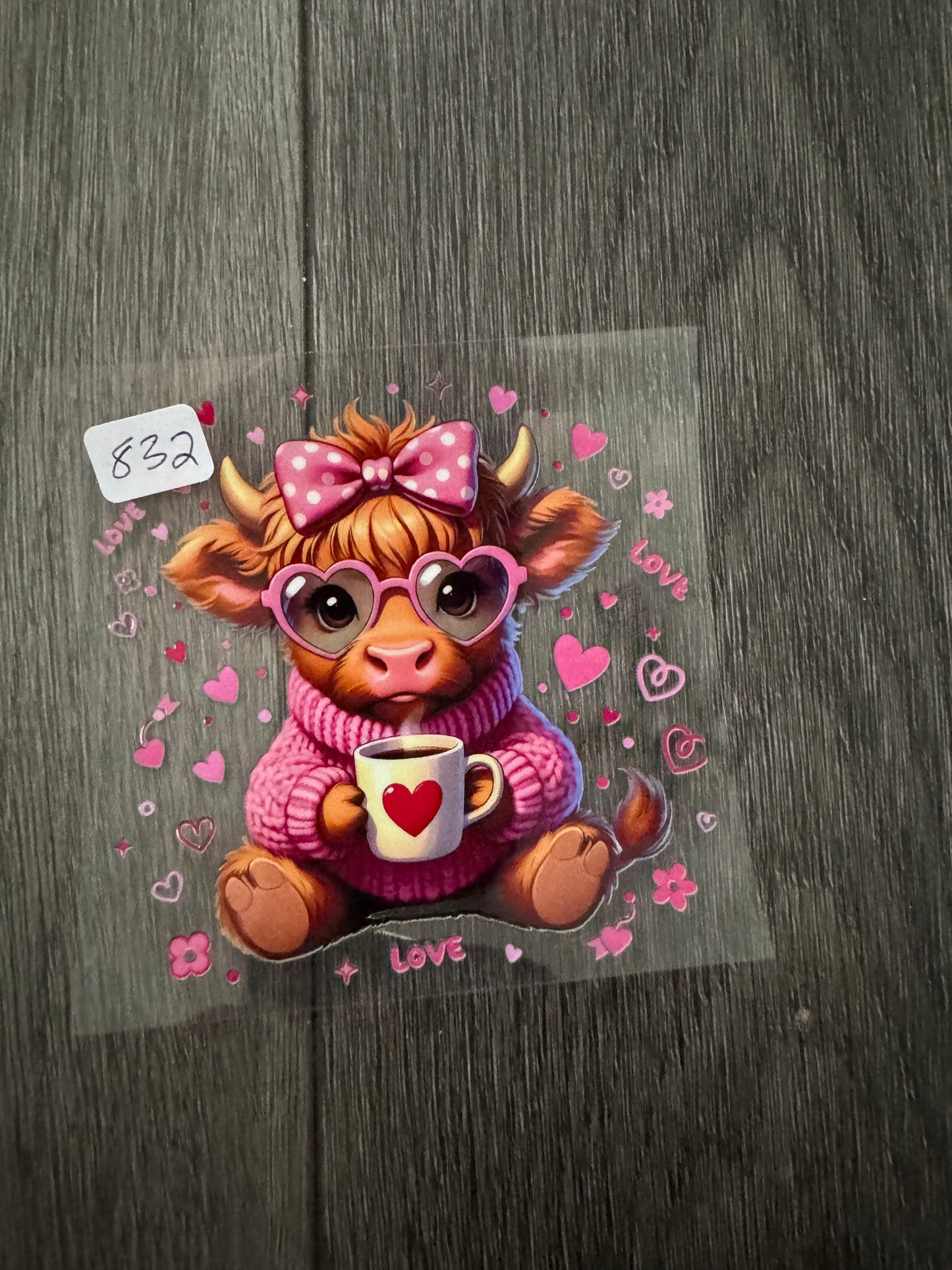 Highland Cow with Hearts