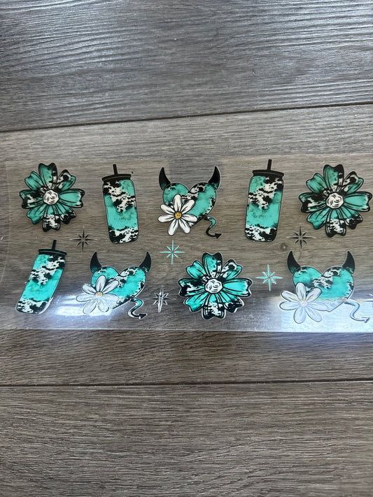 Teal Cow Print